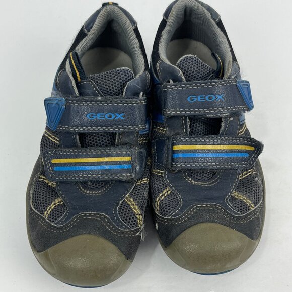 Geox Respira Kids Sneakers Size 2 Gray Blue Round Toe Hook & Loop Flat Heel - Picture 5 of 6